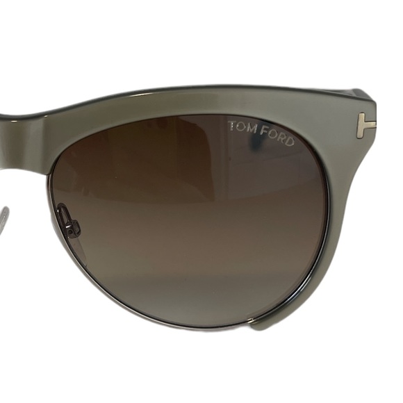 Tom Ford Women’s Sunglasses TF365 Leona Cat Eye Grey Silver Lens Brown Gradient - Picture 9 of 13
